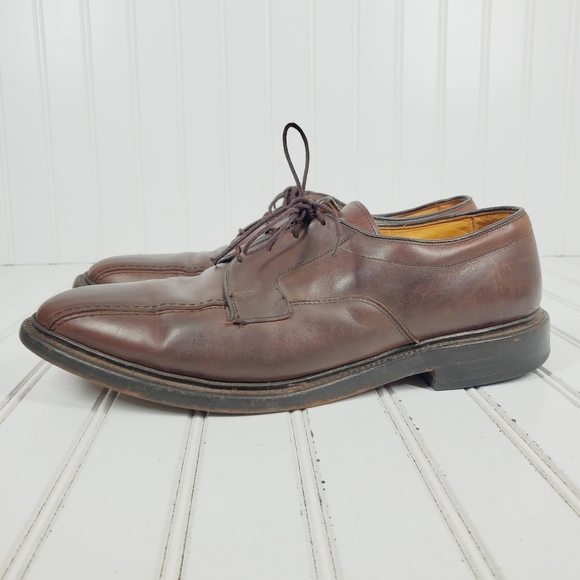 Allen Edmonds Hillcrest Bicycle Toe Derby Brown Leather Shoes i287